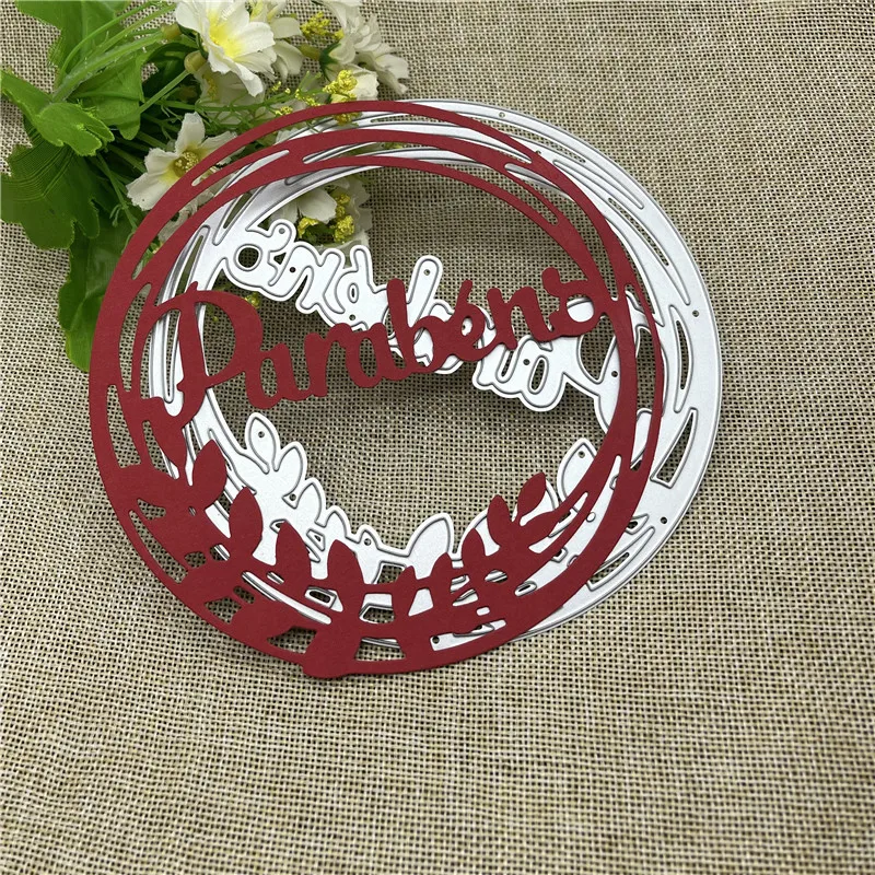 Round Spanish Happy Metal cutting dies mold Round hole label tag Scrapbook paper craft knife mould blade punch stencils dies