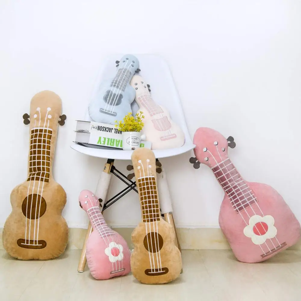 New Simulation 3D Guitar Plush Toy Soft Pillow Fashion Cute Home Decor Textile Bedding Supplies Pillows Girl Birthday Xmas Gift