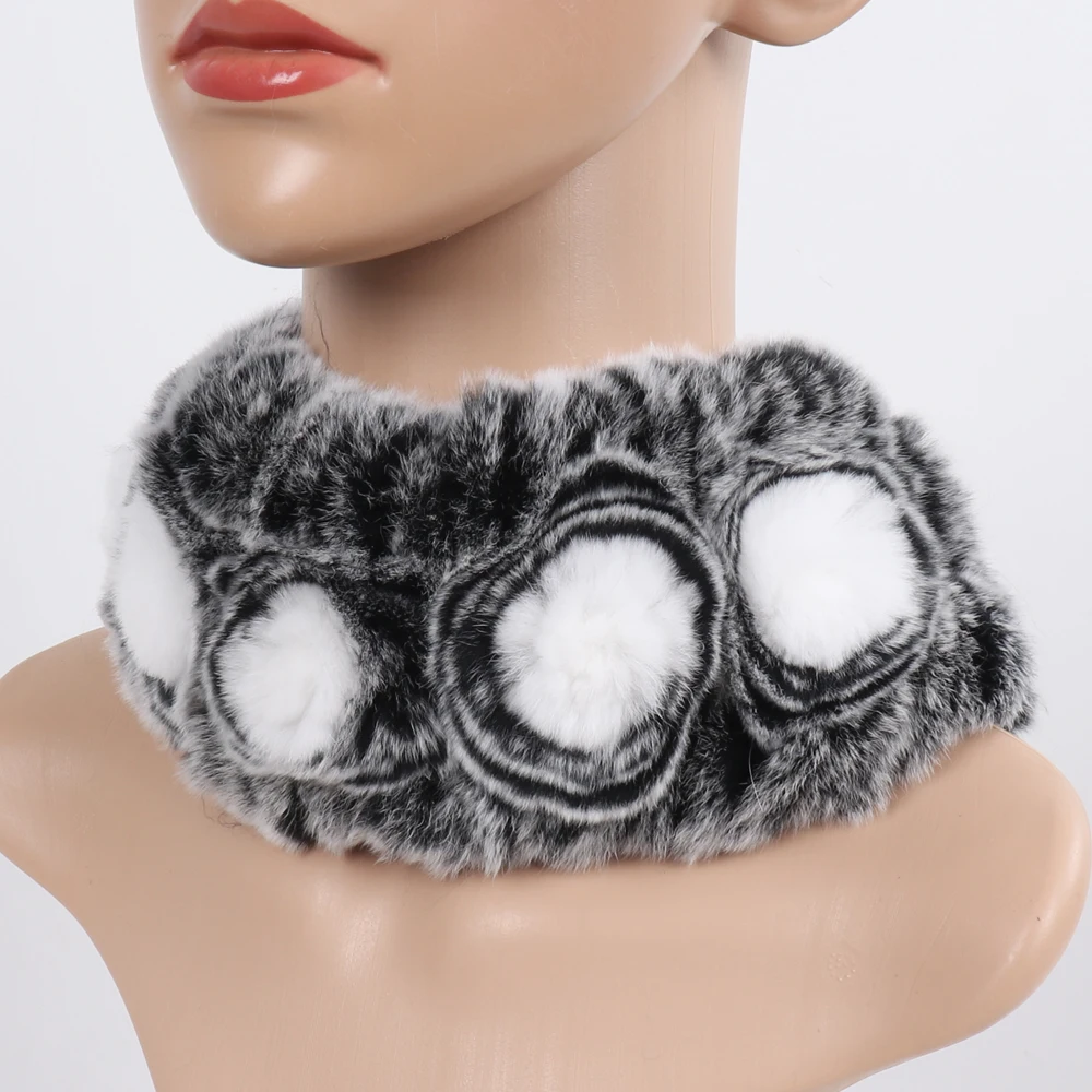 Damen Elastischer Blumen-Schal aus echtem Rex-Kaninchenfell, Natürlich Warmer Rex-Kaninchenfell-Stirnband, Damen Winter Echt-Rex-Kaninchenfell-Schals – Detail 10