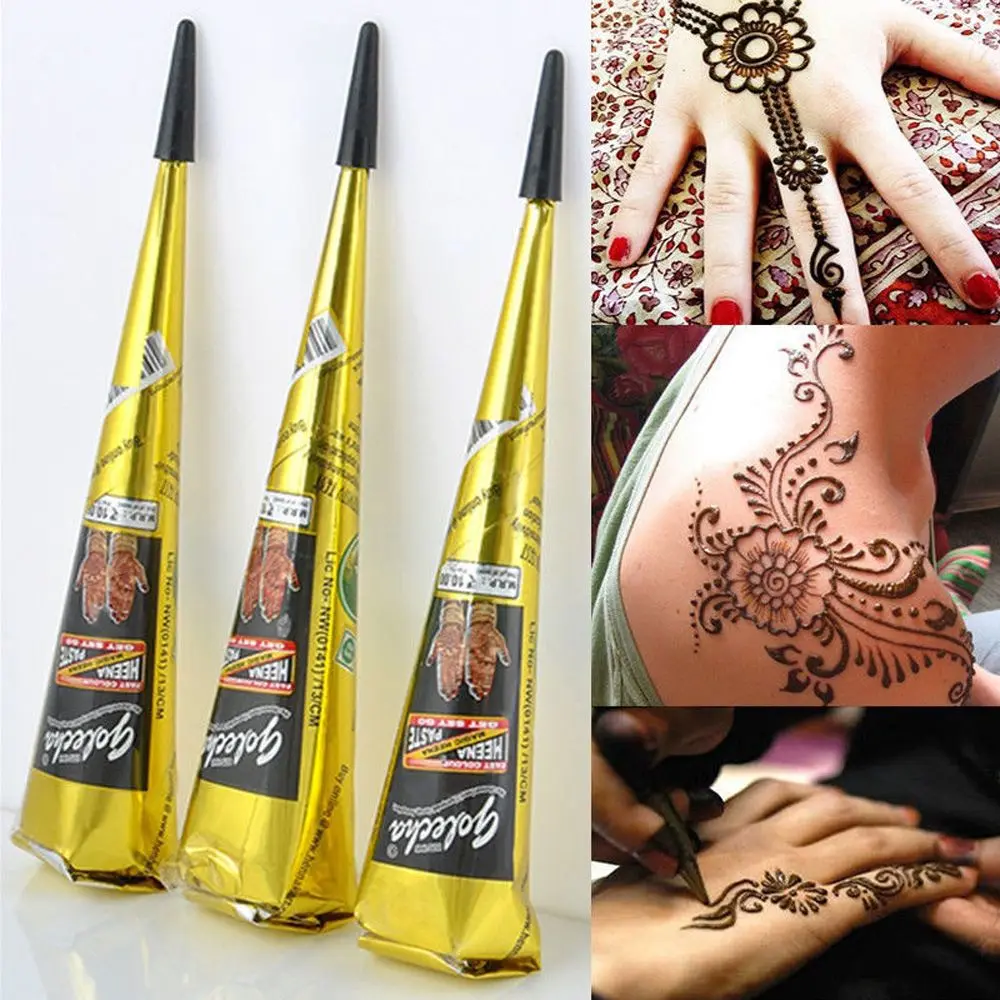 

Black Henna Body Paint Arts Temporary Flash Tattoo Paste Cones Sexy Tattoo Indian Wedding Paint For Tattoo Supplies Wholsale