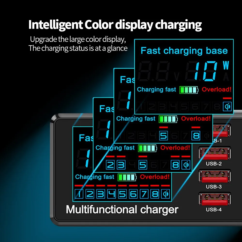 Imagem -04 - Multiport Portas Usb Tipo-c pd Phone Charger Station Hub Quick Charge Qc3.0 Pd18w Fast Charging 15w Wireless Charger For Iphone