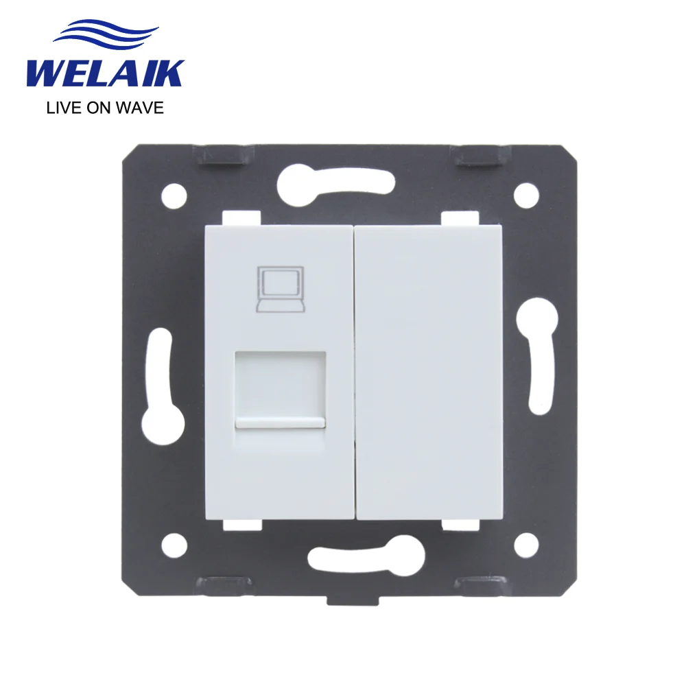 WELAIK EU Standard Internet RJ45 CAT6 Computer DIY-Parts-Wall Socket Parts-Without Glass-Panel  45*45mm A8COW