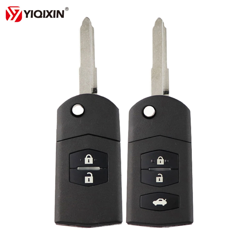 YIQIXIN 2/3 Button Remote Car Key Shell Case Flip Folding With Uncut Blade And Battery Holder For Mazda 2 3 5 6 RX8 MX5 M6 CX5