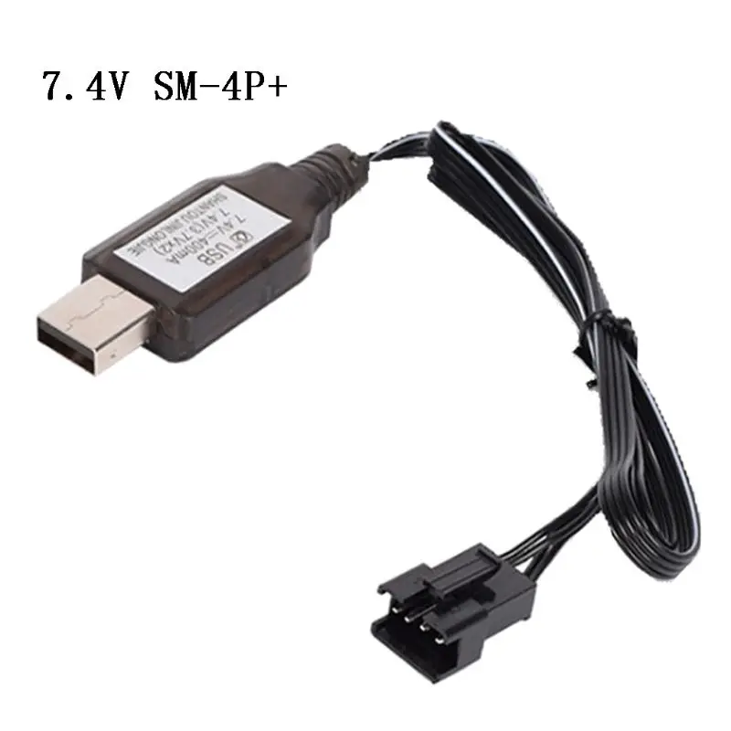 Cargador de batería de iones de litio de 7,4 v (3,7 v x2), Cable de carga USB para coche, barco, juguetes, eléctrico, SM-4P, 1 ud.