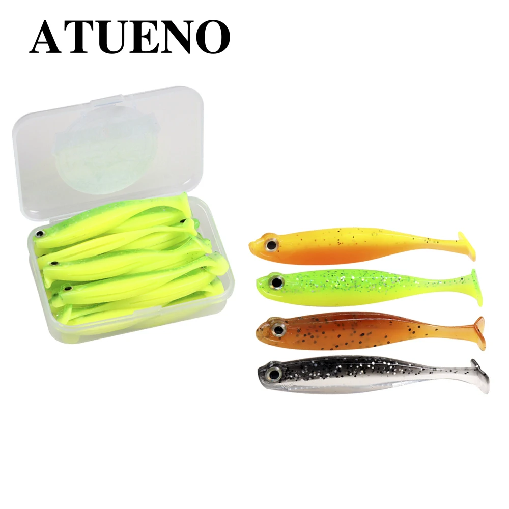 ATUENO 20pcs Soft Baits Shad Worm 60mm 2g Fishing Lure Minnow Swimbait Wobblers Artificial Bait Bass Tackle Jigs