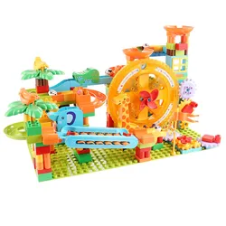 283PCS Large Piano Slide Gear Rolling Wheels Marble Run Building Blocks Set Compatible Special Maze Cubes Parts Kids Toys