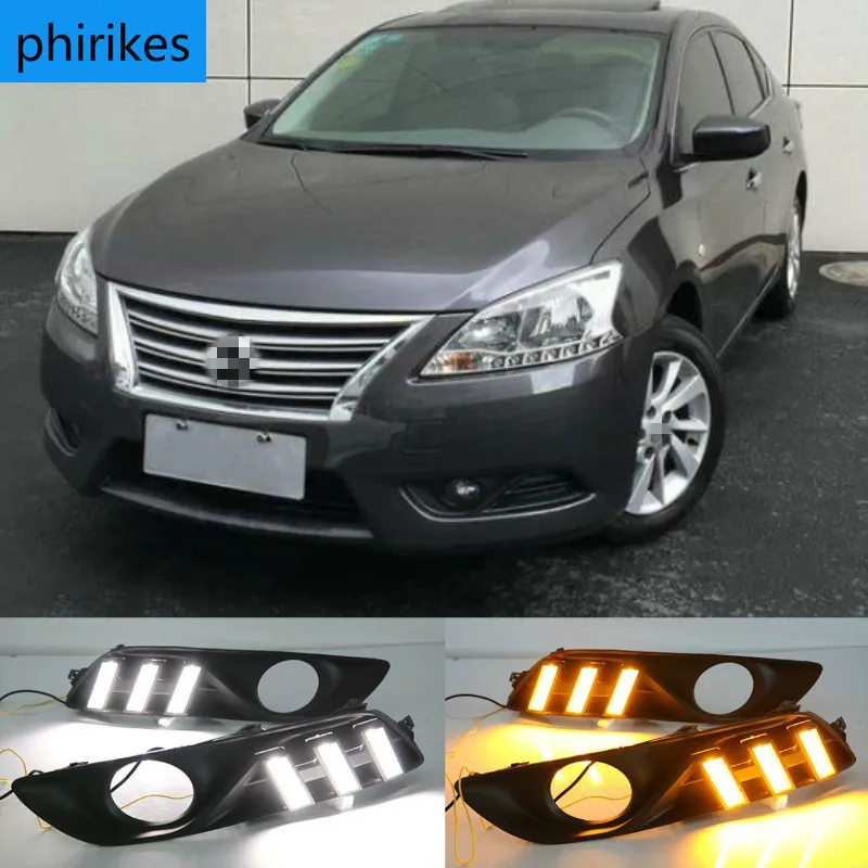 

2шт для Nissan sentra Sylphy 2012 2013 2014 2015 светодиодный DRL дневные ходовые огни Дневной желтый указатель поворота