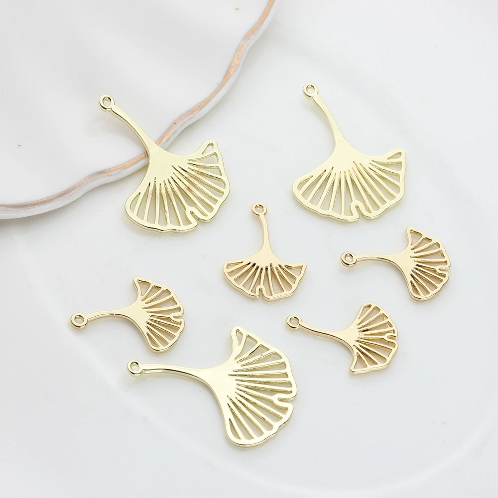 Zinc Alloy Charms  Hollow Ginkgo Biloba Maple Leaves Pendant 10pcs/lot For DIY Fashion Jewelry Earrings Making Accessories