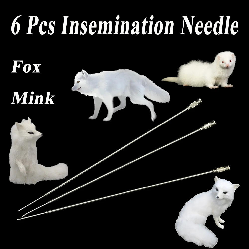 

6PCS Fox Mink Stainless Steel Artificial Insemination Needle Side Shot Sperm Injection Semen Deposition Supplies Farming Tools