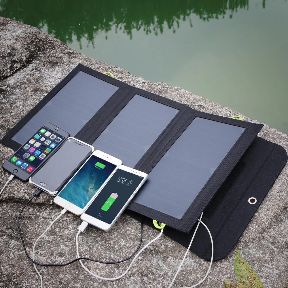 ALLPOWERS-painel solar dobrável ao ar livre, carregador solar portátil para celular, bateria embutida de 10000mAh, USB, tipo C, 5V, 21W