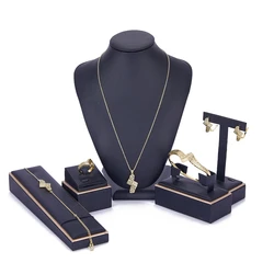 June Jewelry set gold color necklace earrings Ring for women brida jewelry set Morocco gold color jewelry set