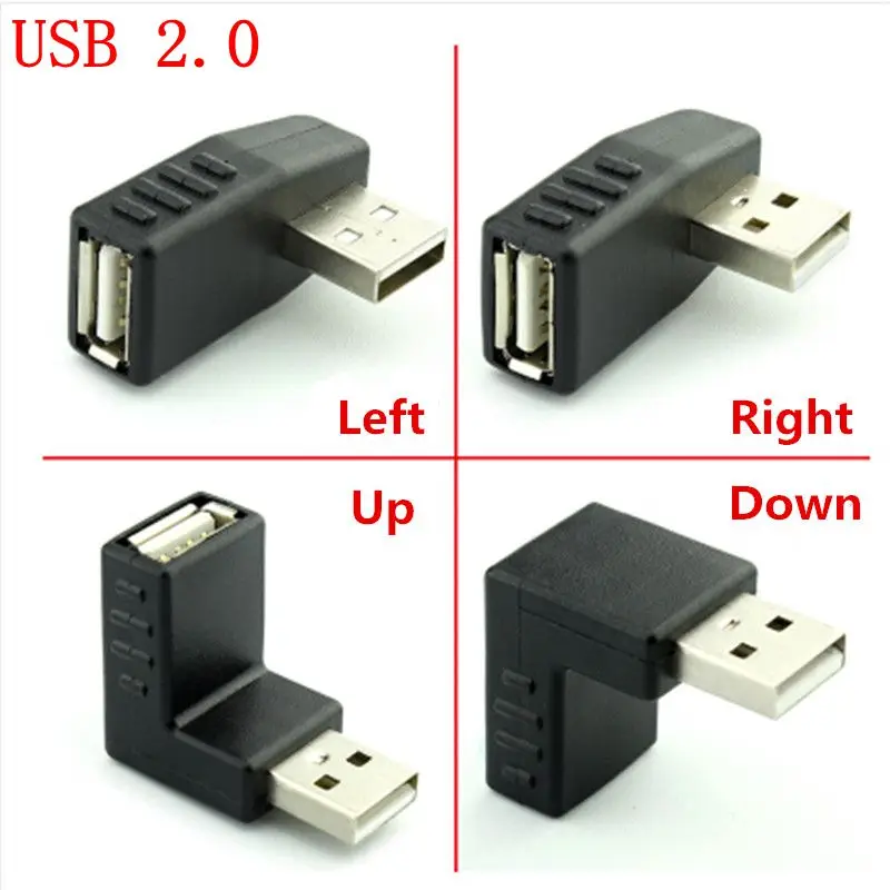 90 درجة يسار يمين بزاوية USB 2.0 3.0 A ذكر إلى أنثى محول موصل لأجهزة الكمبيوتر المحمول هبوط السفينة