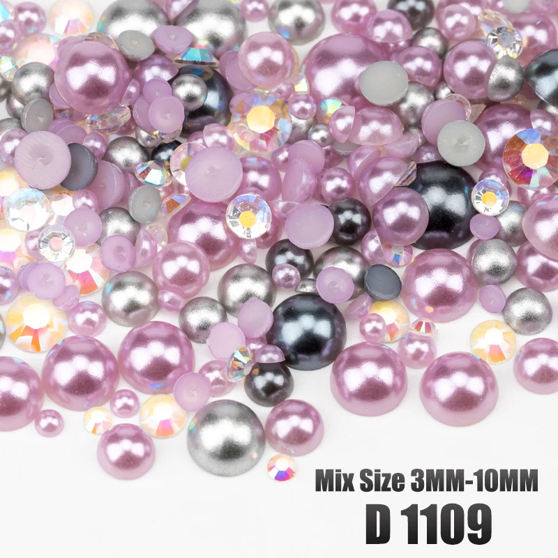 VDD 30/60/200g Gemischte Größen ABS Imitationsperlen Halbrunde Flachrückseitige Perlen AB-Farbe Harz-Strasssteine für Handwerk, Nagelkunst und DIY-Dekoration – Detail 15