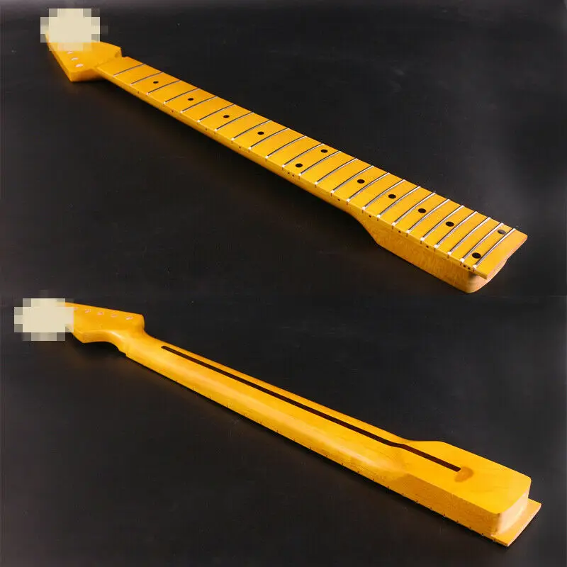 

24 fret 25.5" yellow Electric guitar neck flame maple made Bolt on maple made maple fingerboard fine quality