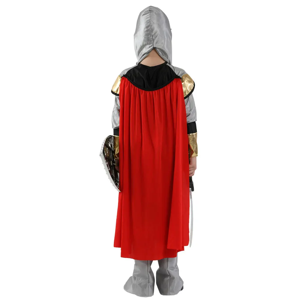 Kids Child Royal Medieval Roman Warrior Knight Soldier Costumes Boys Halloween Purim Carnival Role Play Party Dress Up Umorden