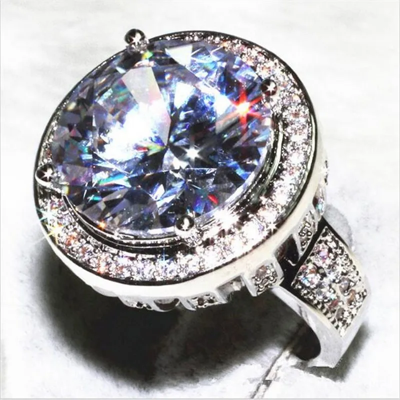

Luxury 925 Sterling Silver ring Classic Design Big 3.85 Carat Simulated Diamond rings Women Engagement Wedding Jewelry size 5-10