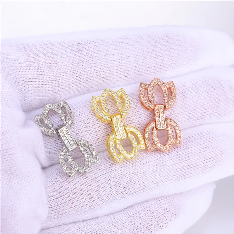 Jewelry Findings Components Micro Pave CZ Rhinestone Heart Clasps For DIY Making Pearl Bracelets Necklaces Accessories gift