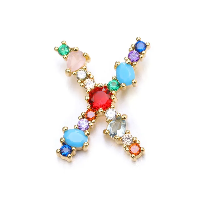 Juya handgefertigte 18K vergoldete Regenbogenkristalle, Opal-Edelsteine, 26 Alphabetbuchstaben, Anfangsbuchstaben-Anhänger für DIY-Namensschmuckherstellung – Detail 30
