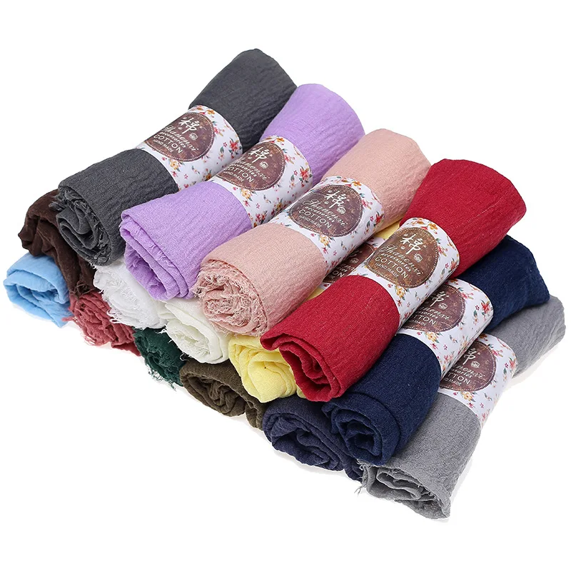 Muslim Fashion Women Crinkle Hijab Scarf Soft Solid Head Scarves Multi function crinkle shawl hijabs muslim women hijab scarf Ma