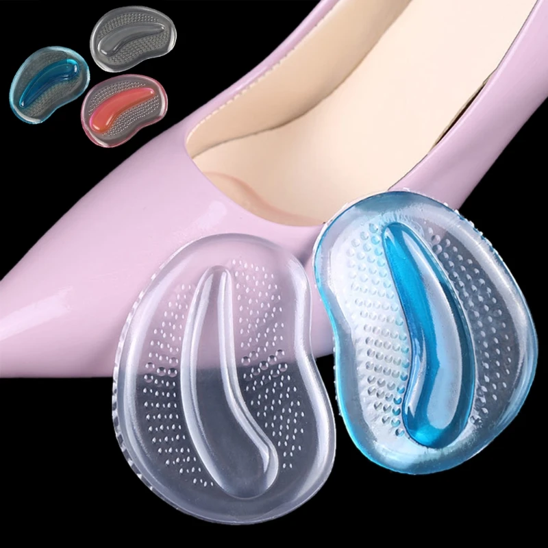

1 Pair Gel Silicone Women High Heel Forefoot Pads Insoles Inserts Massager Anti-Slip Pain Relief New Random Color High Quality
