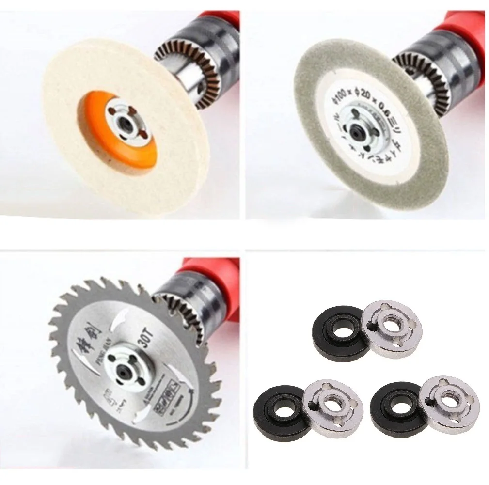 6Pcs smerigliatrice angolare dadi di bloccaggio in acciaio dado flangiato Kit esterno interno per accessori per utensili smerigliatrice angolare di tipo 100