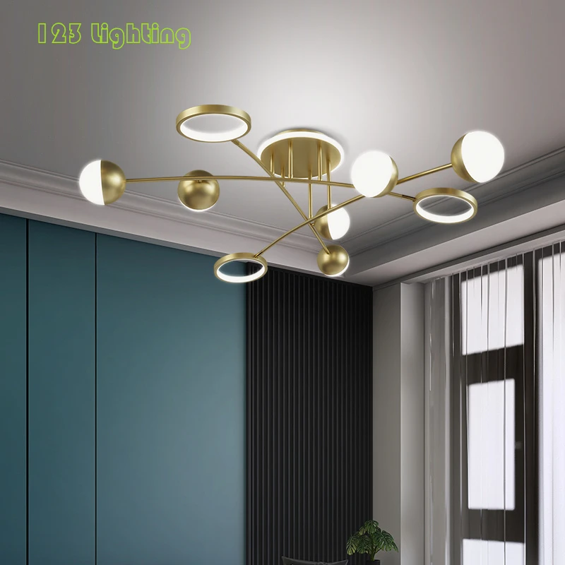 

Modern LED Chandeliers Lighting Living Room Bedroom Light Fixtures Dropshipping Gold/Black Metal Luminaire Suspension Lamp