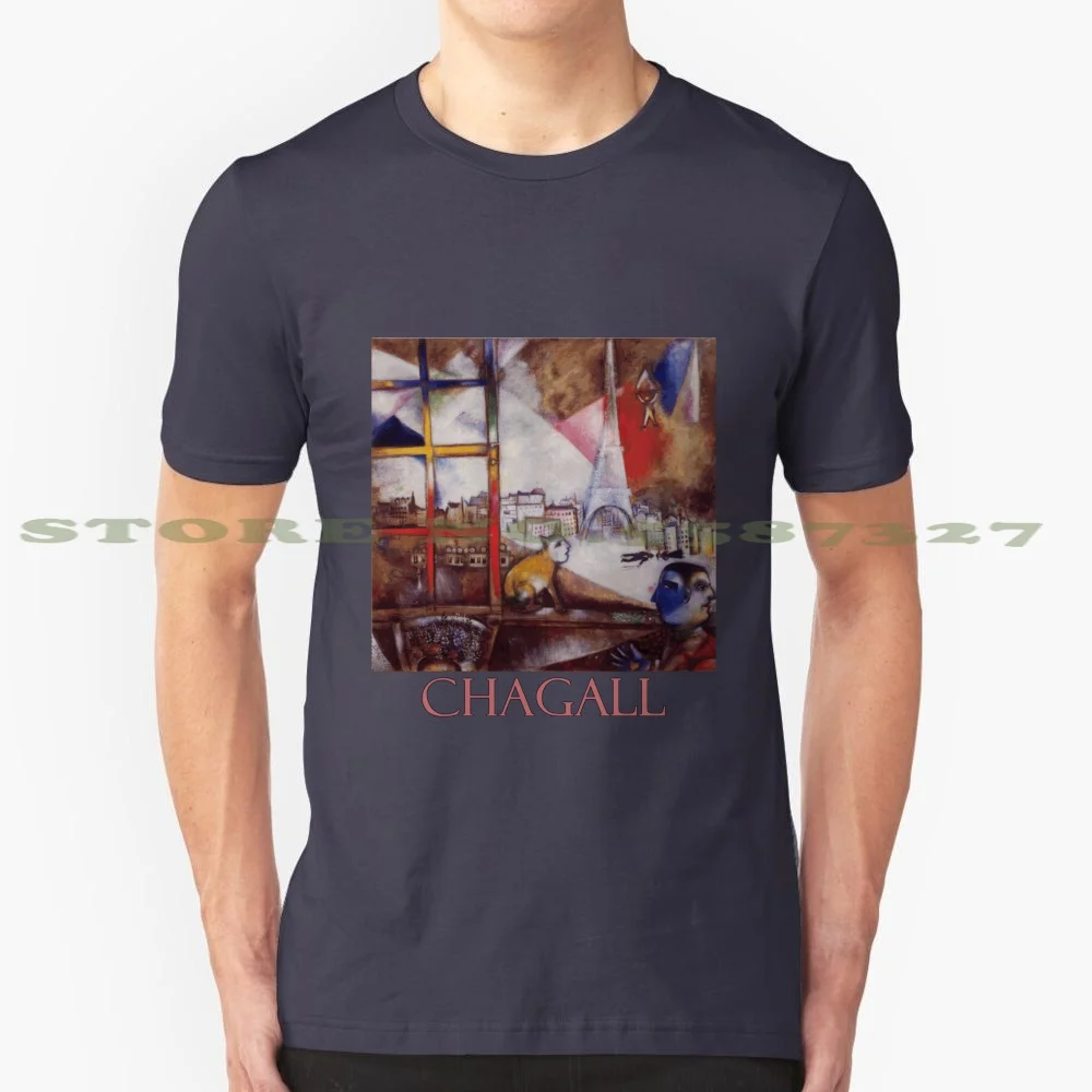 Paris Through The Window By Marc Chagall 100% Cotton T-Shirt Fine Art Classic Famous Artist Painter Museum Master French