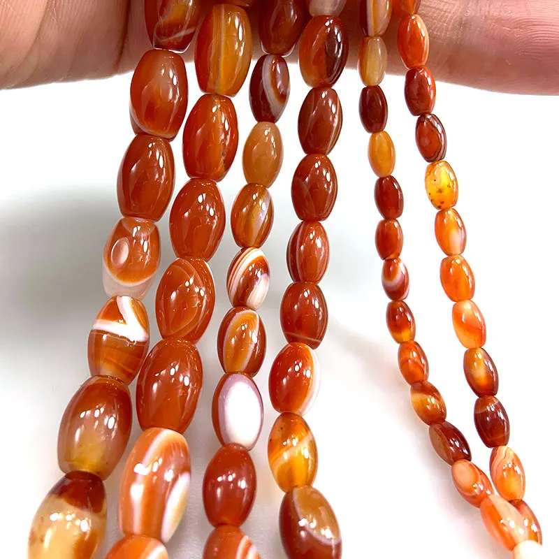 Natural Red Carnelian Beads Olive Rice Agate Stone Loose Beads For Jewelry Making Beads Women Bracelets Necklace Gift