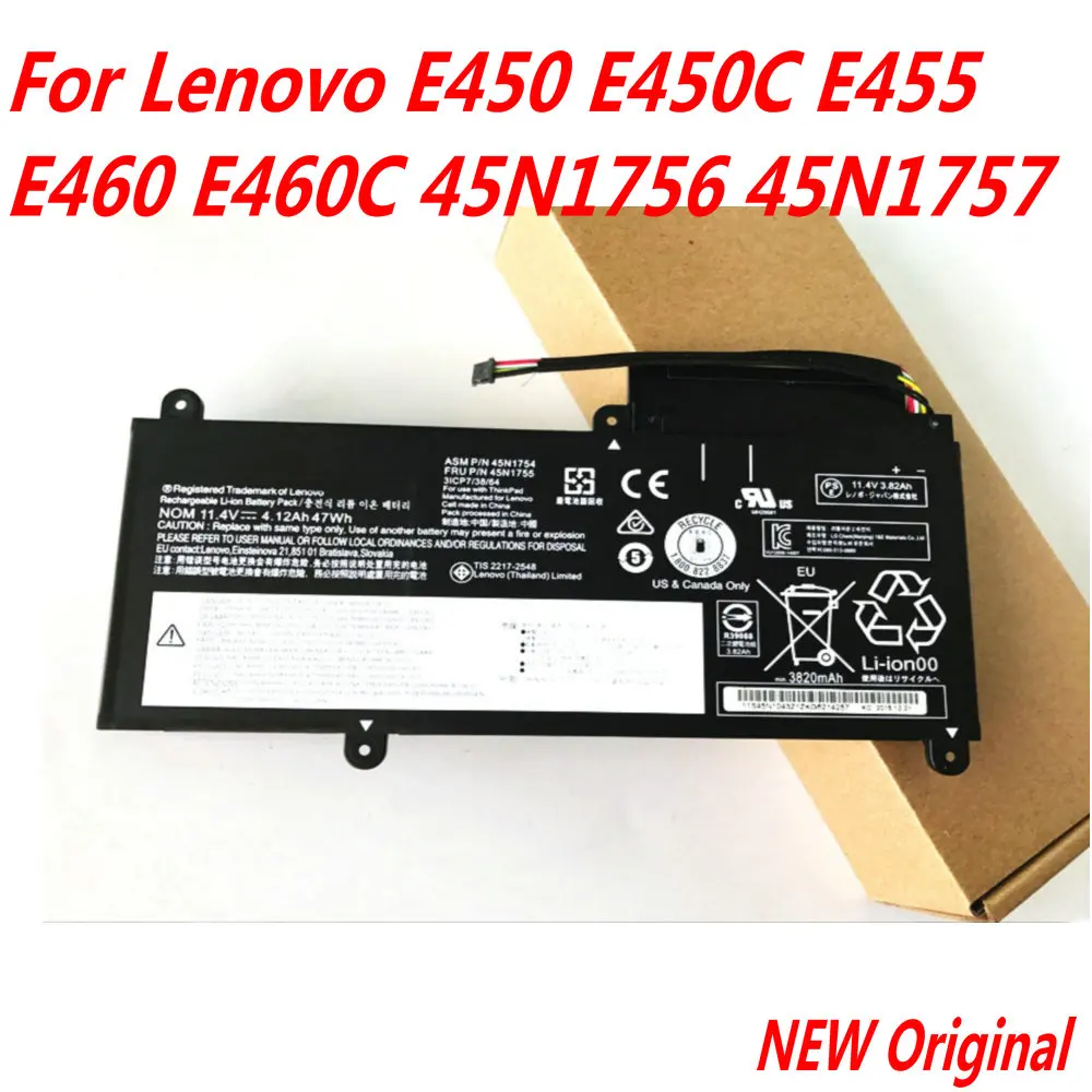 NEW 11.4V 47WH 45N1754 45N1755 Laptop Battery For Lenovo E450 E450C E455 E460 E460C 45N1756 45N1757