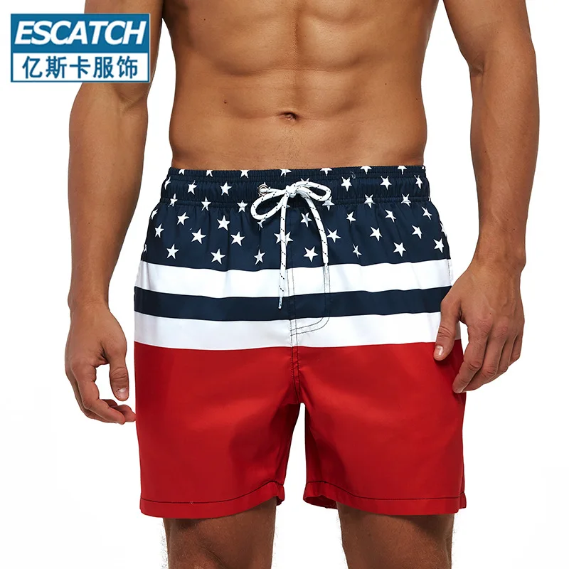 Men's New Printed Shorts Summer Quick-Drying Beach Pants Broken Flowers Loose Swimming Water Sports Fitness Running Vacation