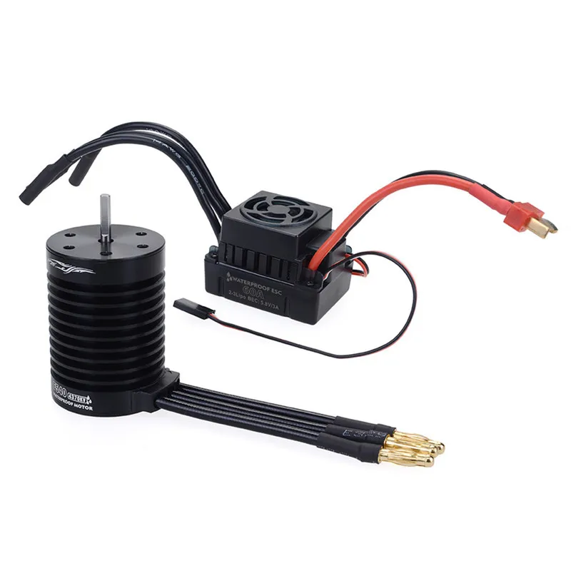 Surpass Hobby Waterproof F540 V2 4370KV/3300KV Sensorless Brushless Motor with 60A ESC for 1/10 RC Car Vehicles