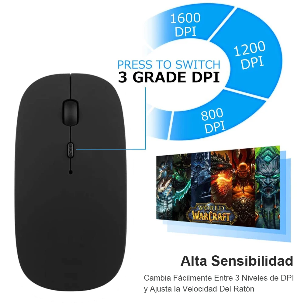

Ultra Slim Wireless Keyboard Mouse Combo Spanish Layout 2.4G Compact Silent Scissor Key for Windows Computer Desktop TV Box