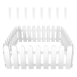 4 Sets Plastic Picket Fences Garden Courtyard Decorative Fences Garden Border Fences (White)