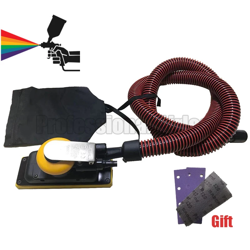 Professional 70x198mm Square Air Orbital Sander Central Vacuum Ready Pneumatic Sanding Machine Substitute 5mm Eccentricity