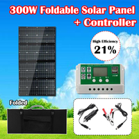 300W 12V Foldable Solar Panel with Controller USB Charging Solar Cells Battery Charger for Car Phone Outdoor Camping Emergency