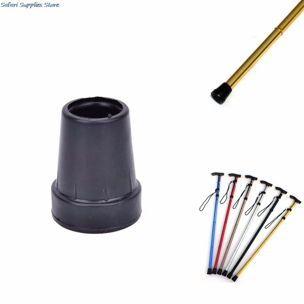 1 PCS ubber Walking Hiking Stick End Cover Tips Cane Crutch Pad Rubber Heavy Duty Metal Ferrule End Bottom 1.9cm