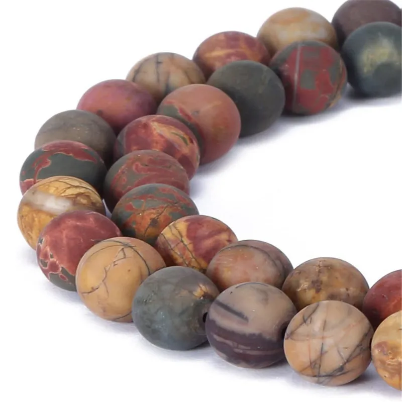 8 Mm Natural Matte Picasso Jasper Beads for Jewelry Making DIY Bracelets Fashion Accessories