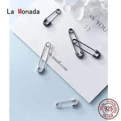 La Monada Hoop Earrings For Women Silver 925 Fine Women Earrings Jewelry Pin Women Hoop Earrings 925 Sterling Silver Black