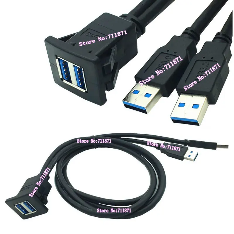 Male Female automobile car use 2 two Double Usb3.0 extension cable Line Car automobile instrument installation Usb3.0 line Cable