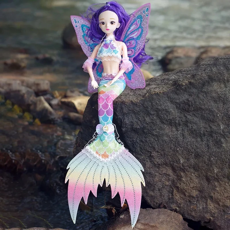 48cm Bjd Doll Baby Mermaid Doll Girl Toy 13 Joints Movable Colorful Mermaid Bjd Doll New Fish Tail Christmas Gifts Children Toys