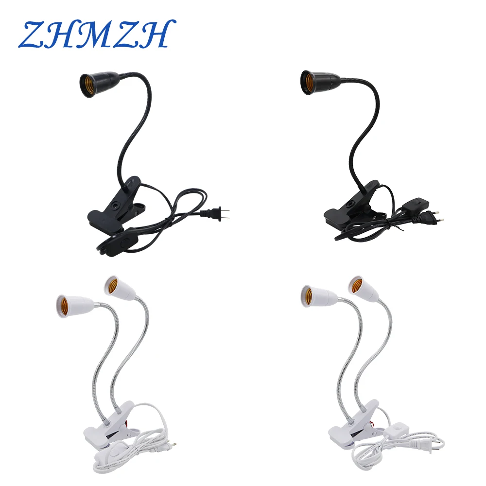 ZHMZH – support de lampe LED 360 degrés, E27, avec interrupteur On/Off, prise US/EU, pour Table, bureau, livre, chambre à coucher