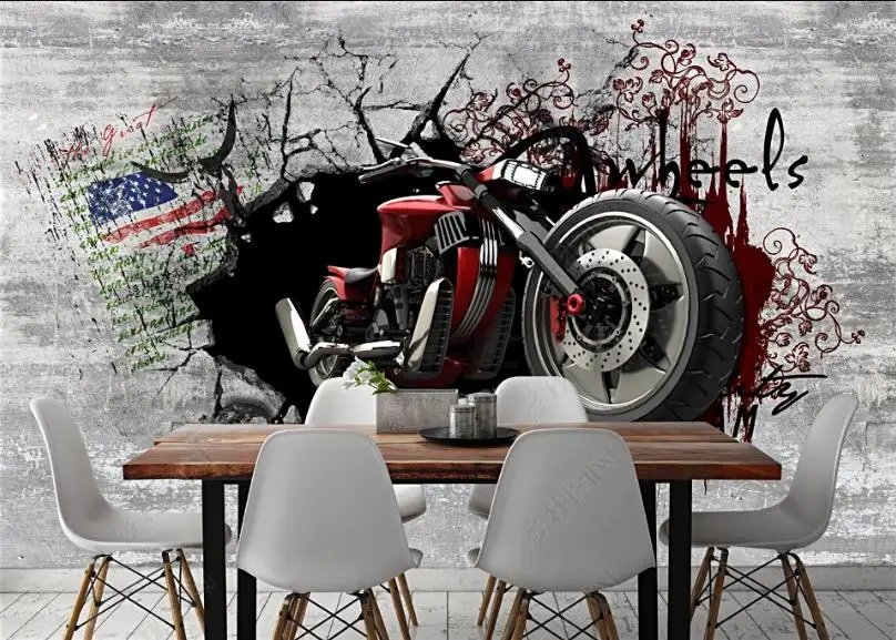 Custom wall wallpaper motorcycle living room bedroom murals 3D Background wall wall paper 3d European style