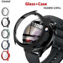 Tempered Glass+Case for Huawei Watch 3 46mm Bumper Shell Matte PC All Around Protector cover Huawei Watch 3 Pro Screen Protector