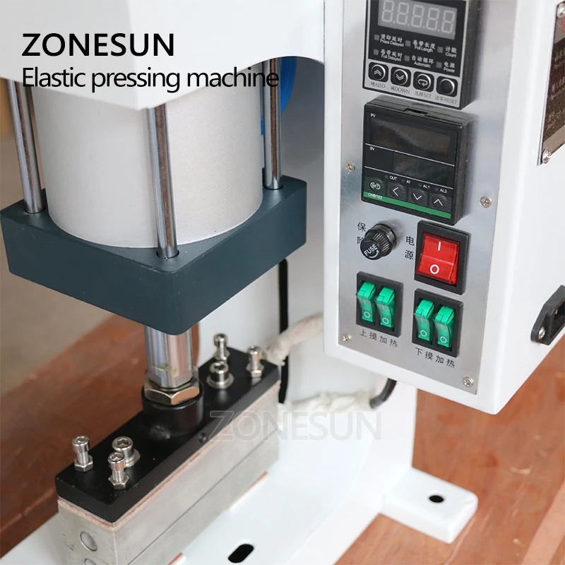 ZONESUN ZY--819G Pneumatic Sealer Stamping Machine Leather LOGO Printer Pressure Words Machine Shoelace Flattening Machine