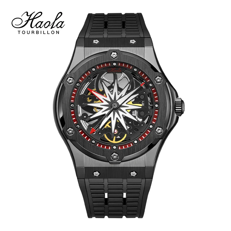 Haofa Skeleton Automatic Mechanical Watch for Men Sapphire Self Wind Luminous Mens Wristwatch Luxury Fashion orologio uomo 1913