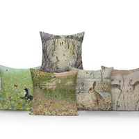 Woodland Animal Marine Life Cushion Cover Bear Fox Print Pillow Case Decorative For Chair Sofa Home Decor Throw Pillowcase