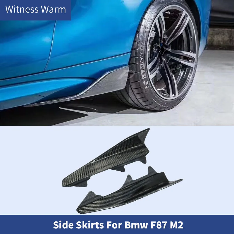 For Bmw F87 M2 2 Series 2015 -up Carbon Fiber Side Lip Splitters Side Skirts Aprons Flaps Mudguard Fender MP Style