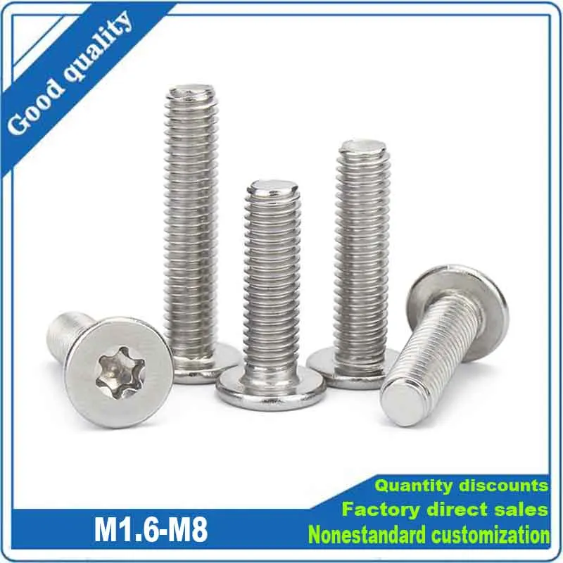 5/50pcs 304 Stainless Steel CM Six-Lobe Torx Ultra Thin Super Low Flat Wafer Head Screw Bolt M1.6 M2 M2.5 M3 M4 M5 M6 M8