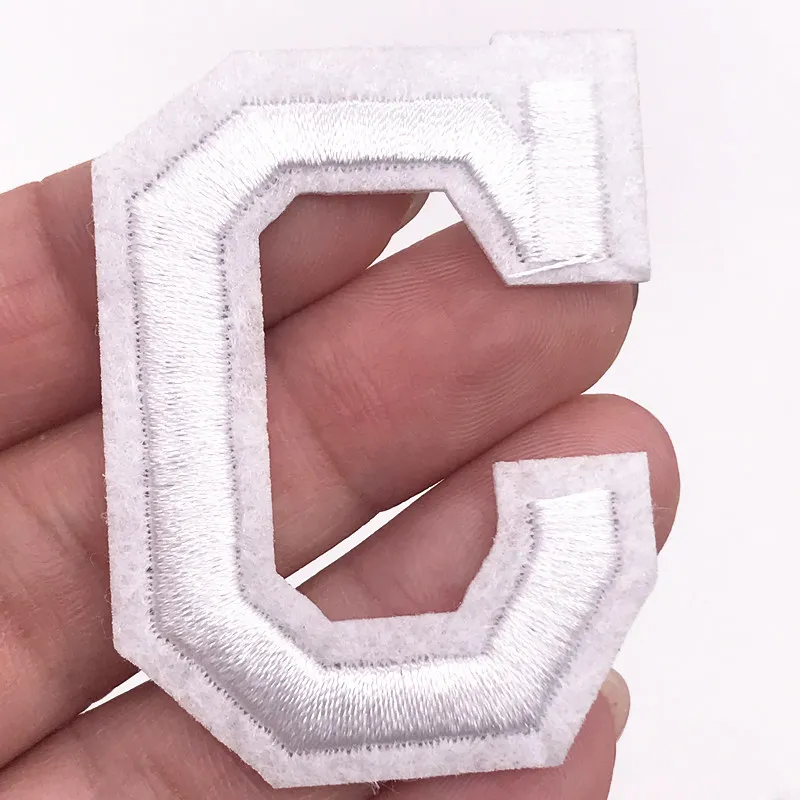 1Pcs White english letters Patches for Clothes Embroidery Appliques Child Women Clothing Accessories Badge