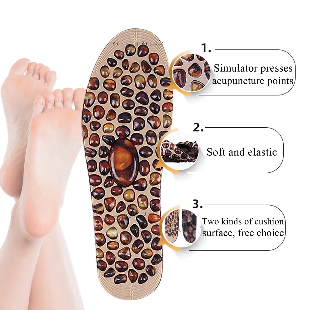 KOTLIKOFF Feet Massage Orthopedic Insoles Foot Reflexology Acupuncture Therapy Massager Walk Stone Shoes Pad Imitation Pebbles